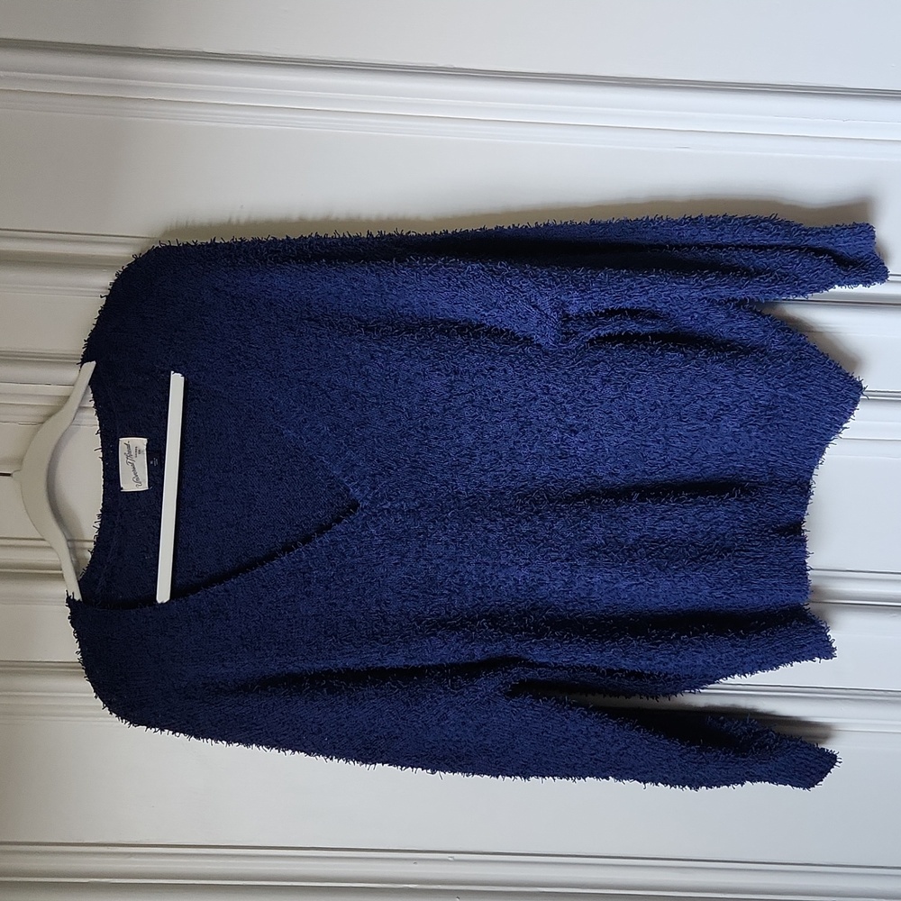 Fuzzy Blue V Neck Sweater